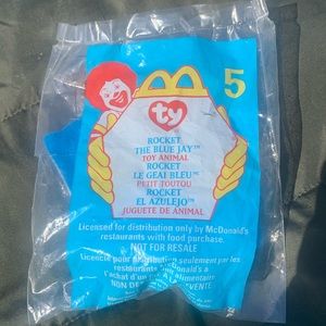 McDonald’s Ty beanie babies. Rocket the blue jay